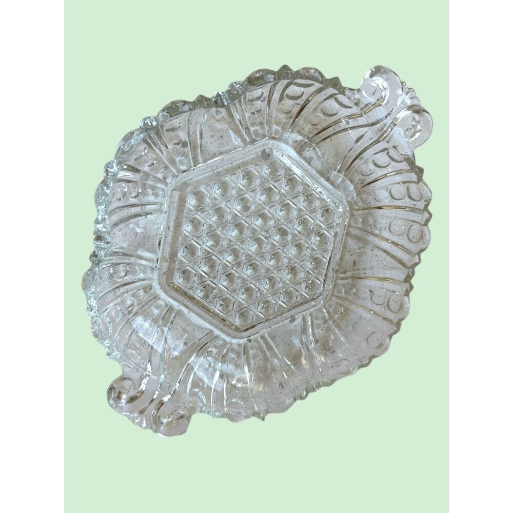 Vintage Glass Relish Candy Nut Trinket Serving Fingertip Bowl Dish Tray